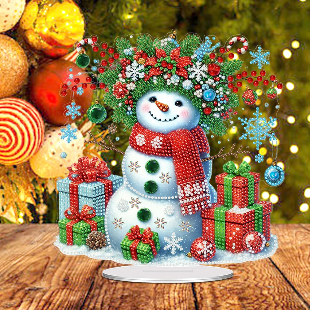 2D Flat Print Xmas DIY Special Shape Table Top Diamond Painting Ornament Kits Desktop Diamond Art Kits Bedroom Table Decoration