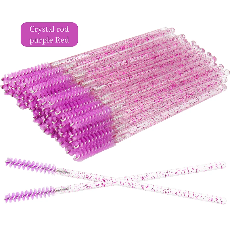 Crystal Diamond Handle Disposable Eyelash and Eyebrow Brushes - 50 Pack