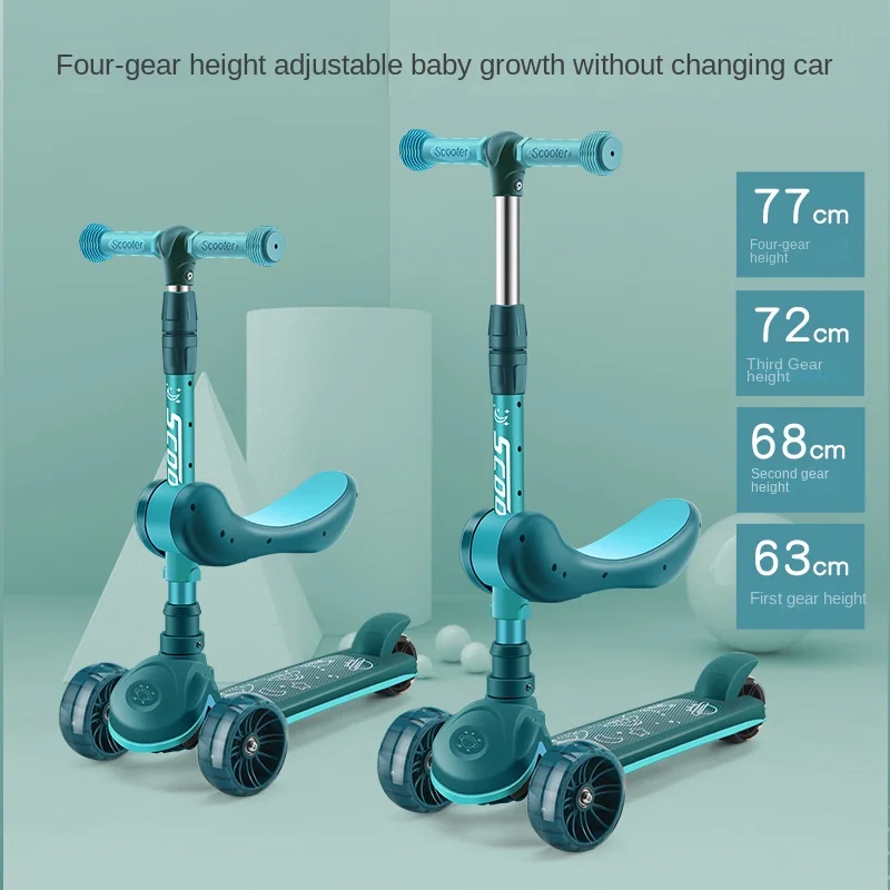 Children's Scooter 2-12 Years Old Can Sit In Children's Car Music Three or Four Wheel Scooter Foldable Portable Scooter 2 Children's Scooter 2-12 Years Old Can Sit In Children's Car Music Three or Four Wheel Scooter Foldable Portable Scooter 2