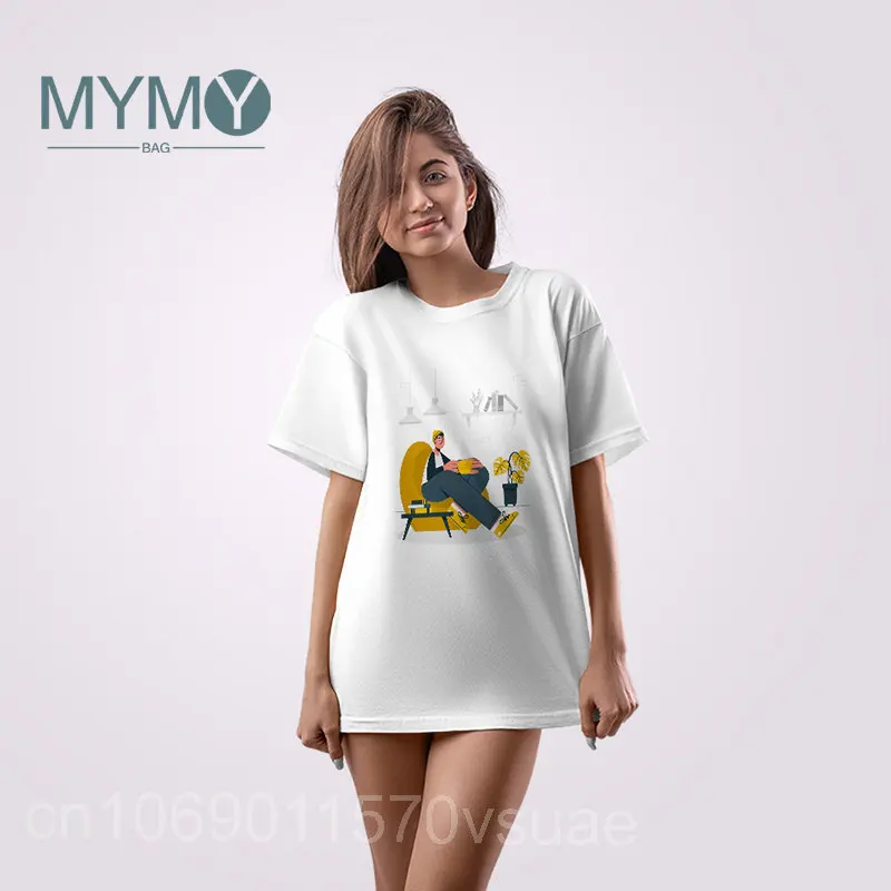 

2023 Woman T-shirts Fashion Coffee Illustration Vacation T Shirt for Women Summer Casual Tee Shirt Top Clothes Fast Delivery