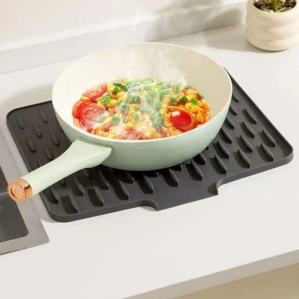 Useful Silicone Drainage Mat Non-slip Foldable Dish Drying Mat Large Size Tableware Drainer Pad Sink Placemat Kitchen Tableware