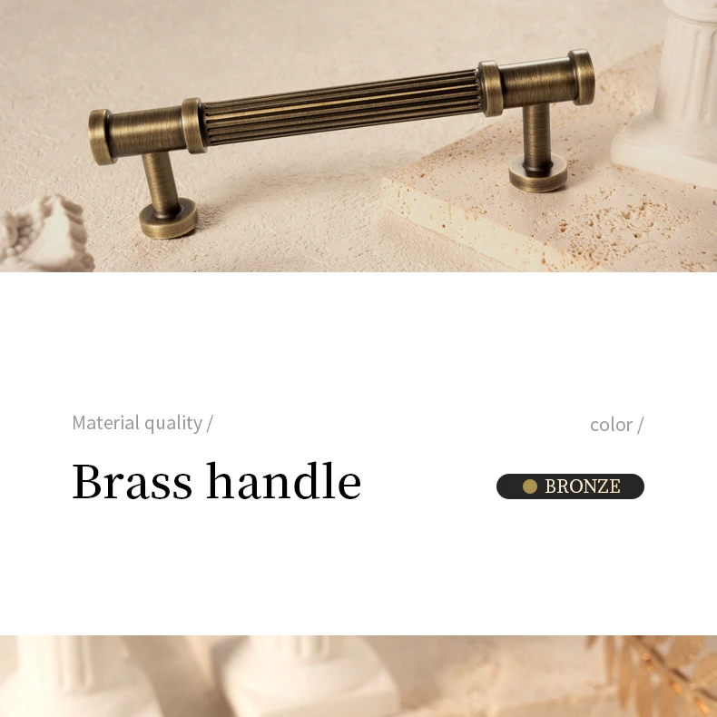 antique brass ribbed cabinet handle for kitchen drawer