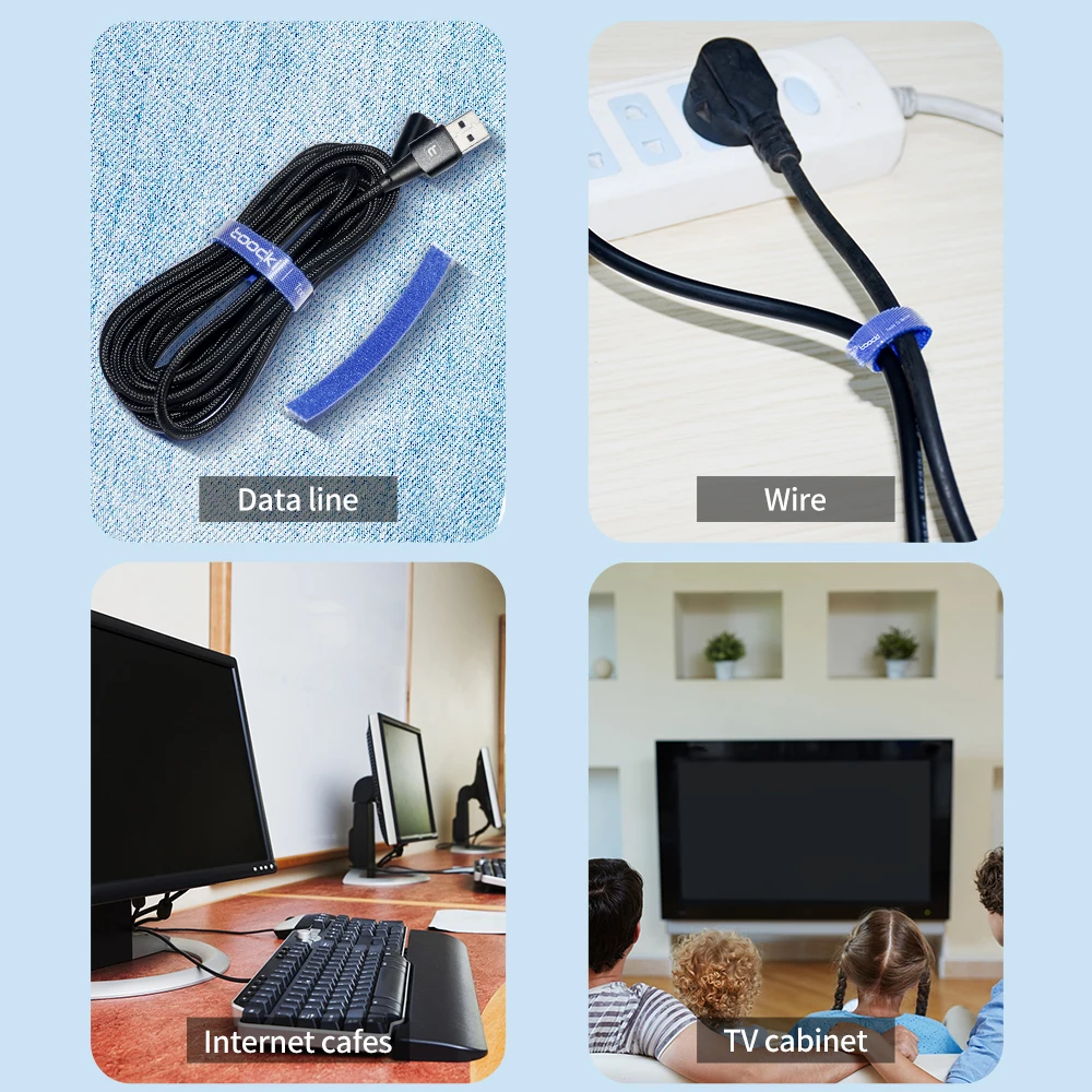 Toocki Tearable Cable Organizer and Winder Wire Management Solution