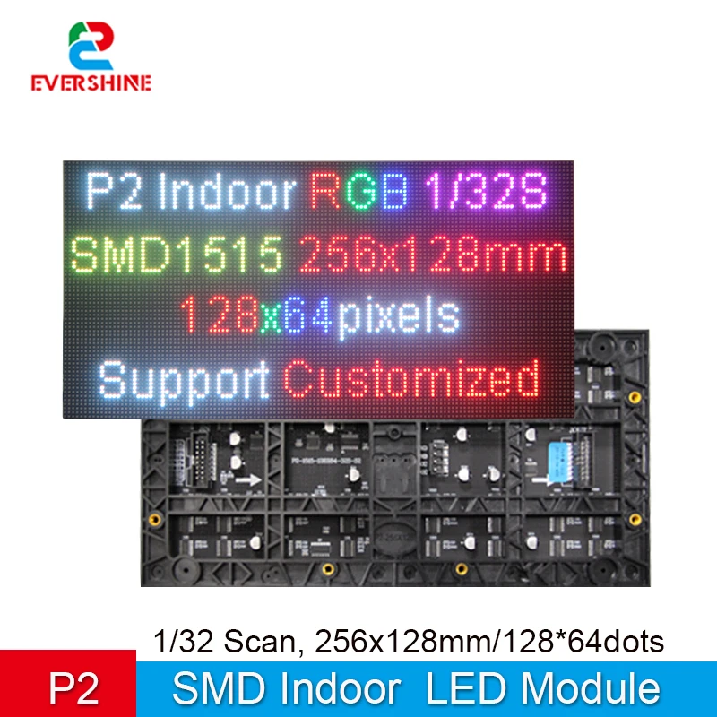DIY LED P2 실내 풀 컬러 디스플레이 256x128mm 모듈 128x64 픽셀 비디오 SMD1515 3840HZ 새로 고침 32S ..