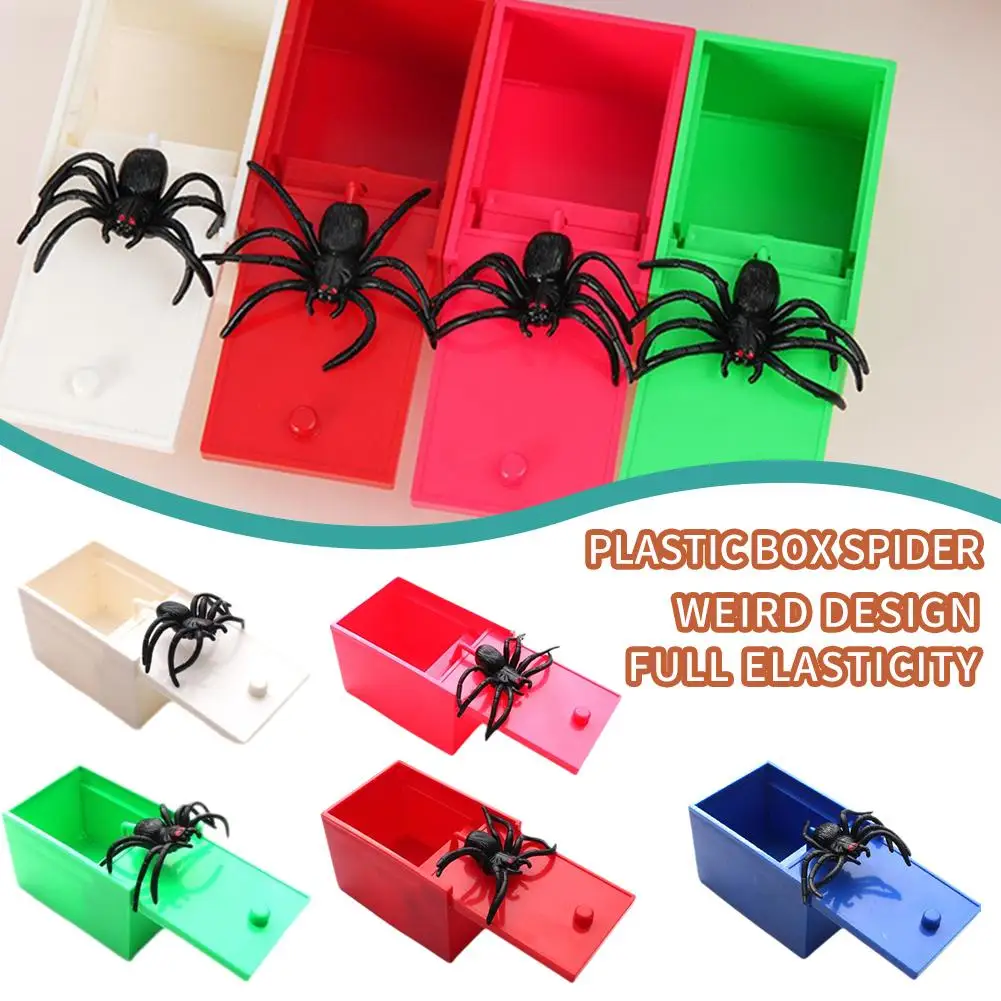 1Pcs Prank Scary Box Halloween Surprising Box Scare Toy Fake Spider Friend Funny Play Scary Gift Spoof Tricky Plastic