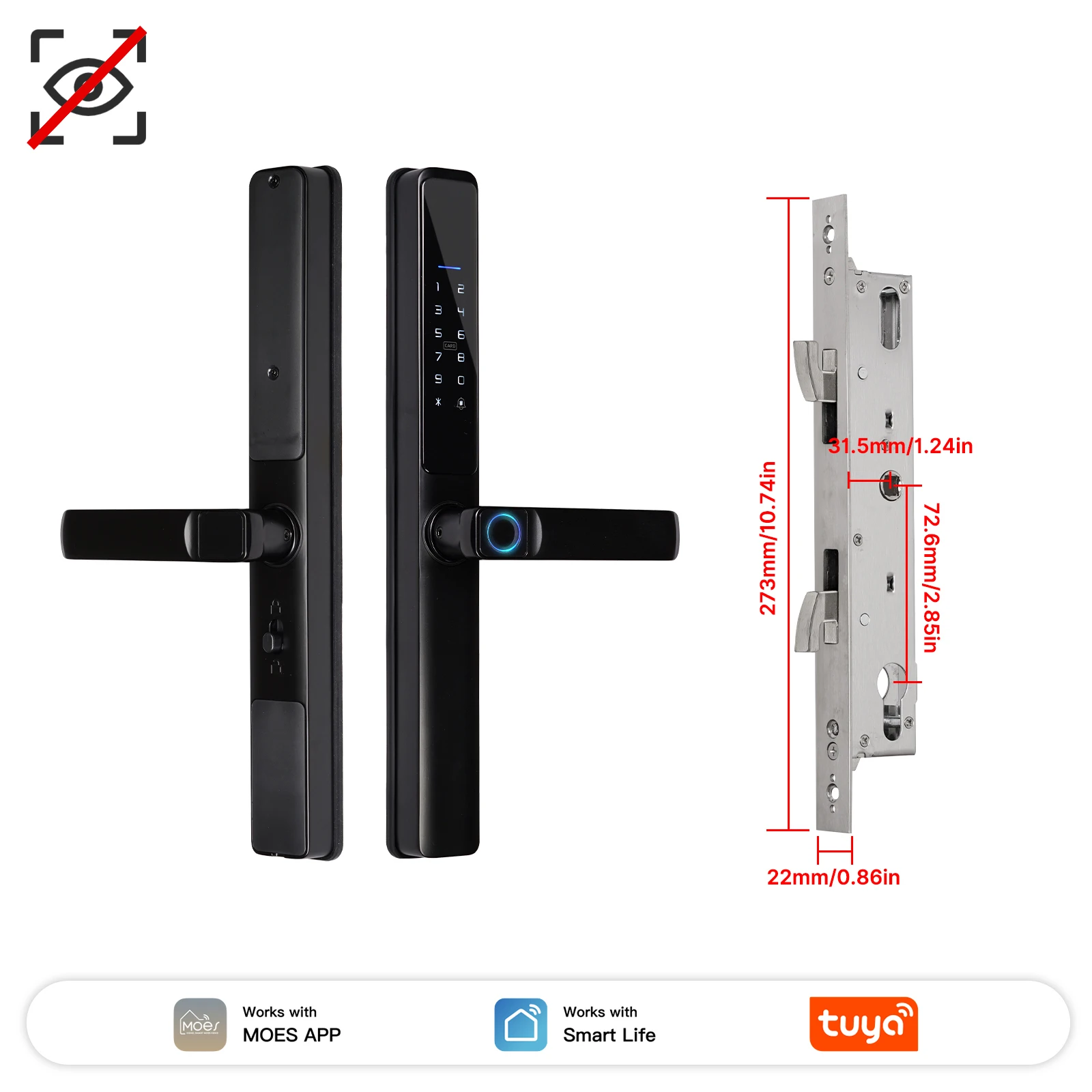 قفل باب ذكي MOES واي فاي بصمة وكلمة مرور