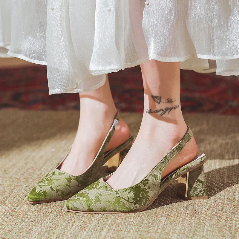 2025 Brand Women Shoes Spring New Quality Women's Pumps Fashion Pointed Shallow Pumps Office Lady Shoes Trend Mid-heel Sandals 2