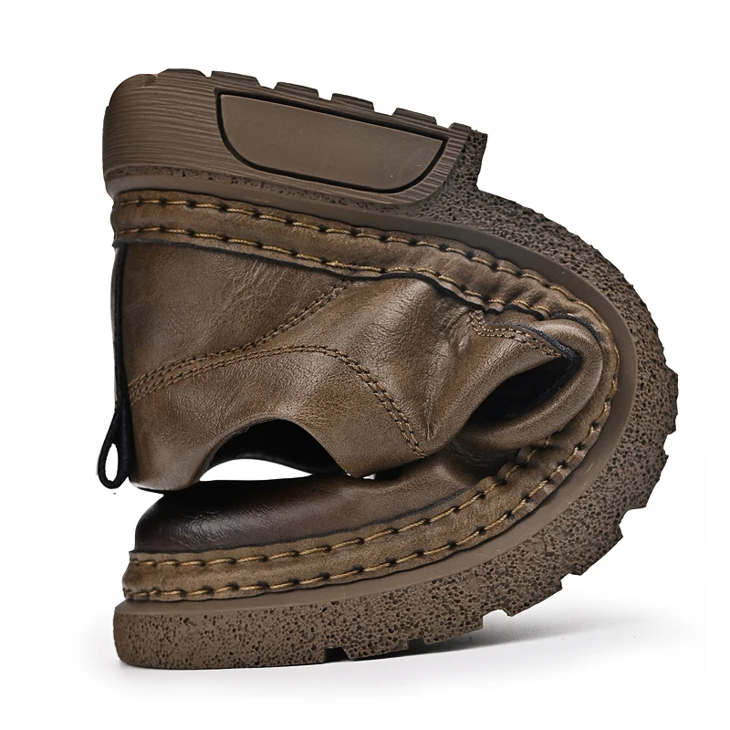 Spring Autumn Men Classic Casual Leather Shoes Fashion Handmade Retro Style Trend