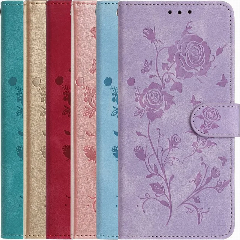 Charming Floral Rose Phone Case with Wallet Feature