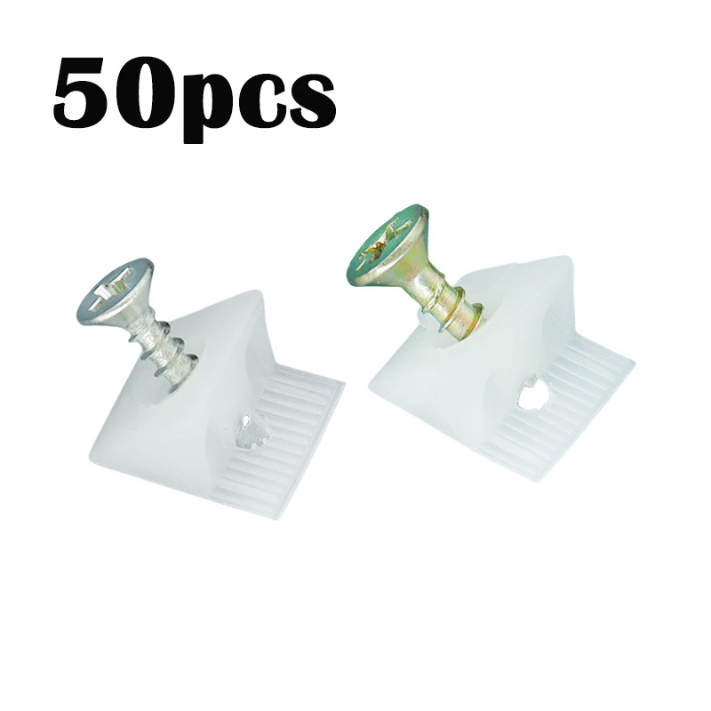 Kit de reparación de refuerzo para muebles, soportes de pecho flacidez, cajón inferior, 45 grados, cuña de reparación de plástico con tornillos, 50 unidades