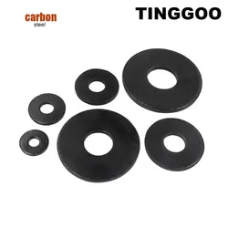 Black Carbon Steel Oversized Flat Washer Set - Large Size Plain Gaskets - 5pcs M8x28x3