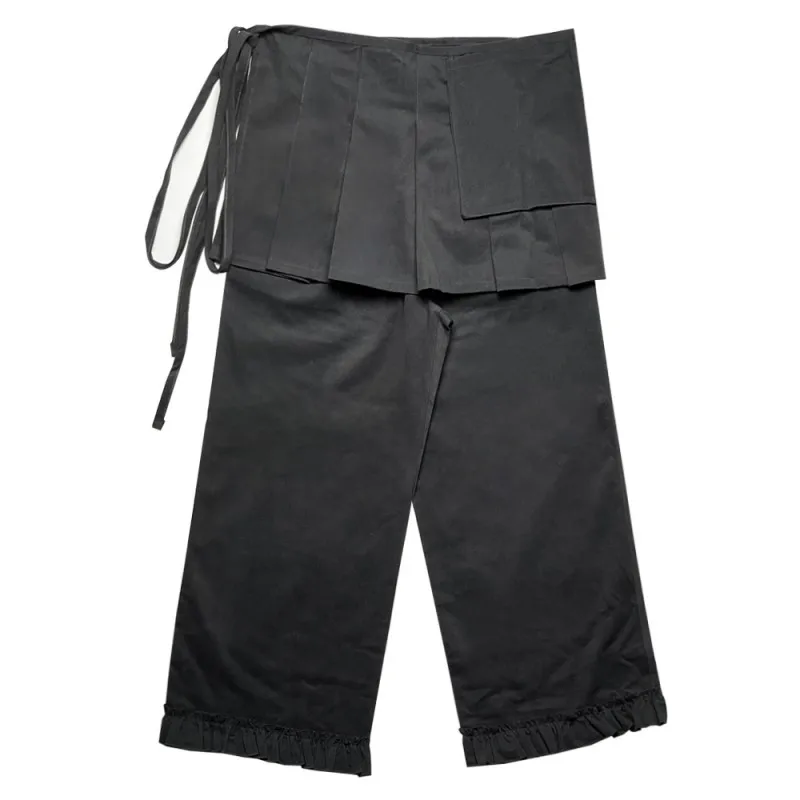 KUSAHIKI Retro Street Causal Irregular Two Piece Detachable Spicy Girl Skirt Pants 6
