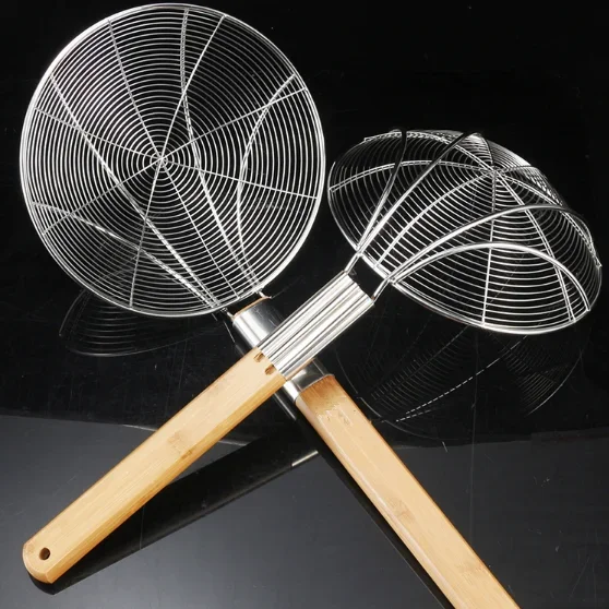 

big mesh Strainers Stainless Steel Colander Soup Skimmer chef Kitchen french fries fryer oil frying scoop noodles dumpling sieve