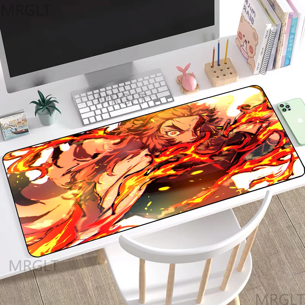 

Agatsuma Zenitsu，Tanjirou，Kimetsu No Yaiba mouse pad，Demon Slayer black large mouse pad xxl，Kawaii Girls Desk Mat，400x900MM csgo