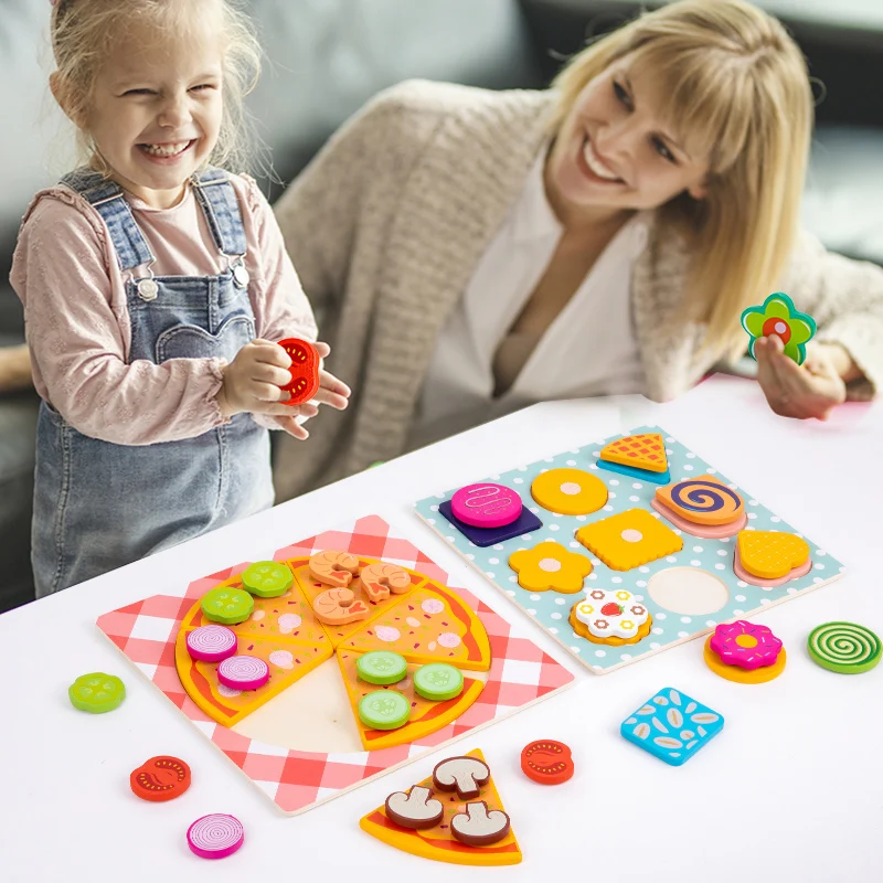 Kids Pizza Cookie Set Cutting Toy Simulation Wooden Pizza Dinette Child Toy Kitchen Pretend Play Food Cooking Kitchen Funny Toys kitchen toys pretend kitchen toys pretend food toys wooden ice cream playset pretend coffee set toys wooden burger toys