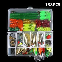 138 Double-layer Lure Box Multi-function Set Hard Bait Soft Bait Sequin Swivel Crank Hook Single Tail Lead Hook Fishing Tool