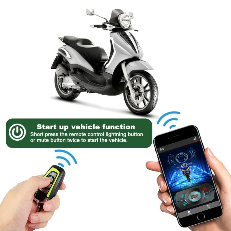 Alarme antivol pour moto transfrontalière 026LYZZ, contrôle sans fil par téléphone mobile Bluetooth, fonction de détection PKE, démarrage en un clic 4