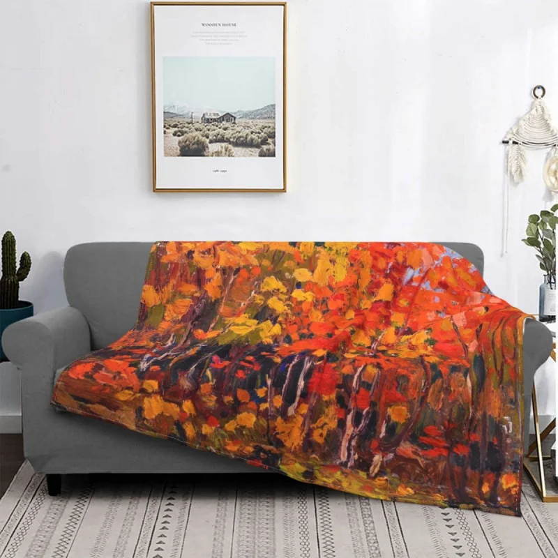 Tom Thomson Autumn Wood Blanket Fce All Season Lightweight Throw Thick blankets for Bed Sofa Camp Office