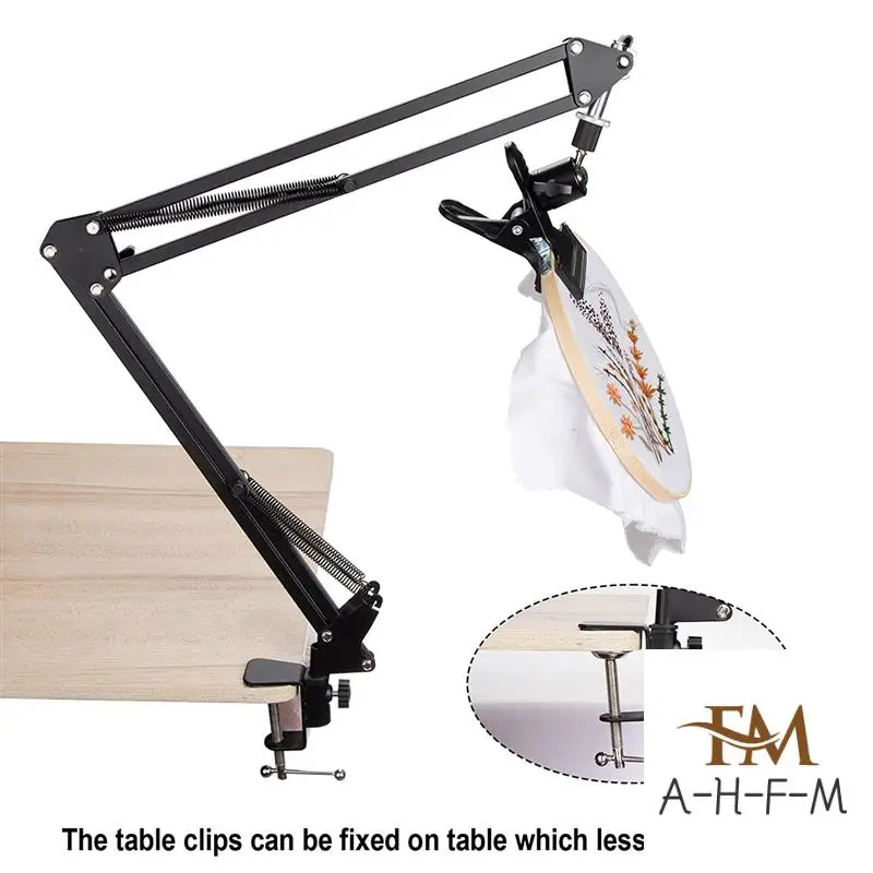 Adjustable Metal Embroidery Hoop Stand, Folding Embroidery Hoop Holder And 16 Pieces Needles