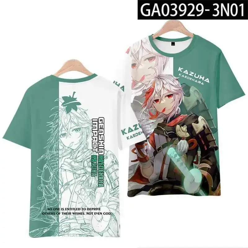 Game Genshin Impact 3D T Shirt Women Men Summer Fashion Short Sleeve Funny Tshirt Graphic Tees Kaedehara Kazuha Cosplay Costume