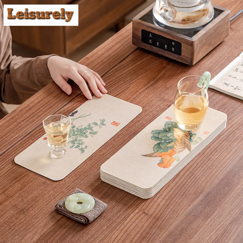 Miscellaneous Vegetables Twelve Openings Rectangle Tea Table Mats Zen Drink Coaster Dinner Table Cloth Mat Chinese Tea Set Craft