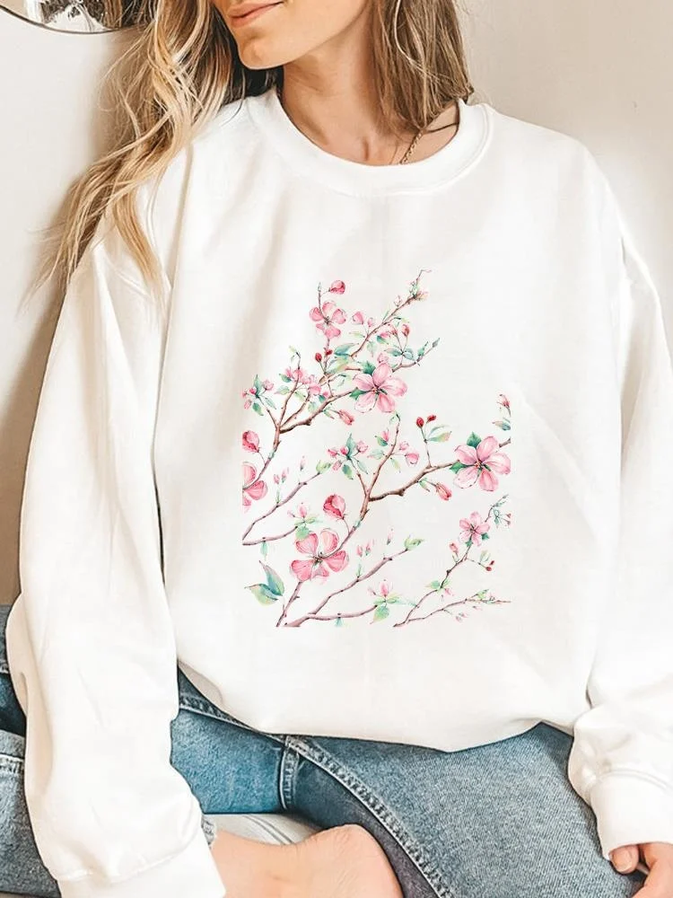 

Trend 90s Flower Autumn Fall Spring Graphic Sweatshirts Lady Pullovers For Women Fashion Print Female Casual Clothing