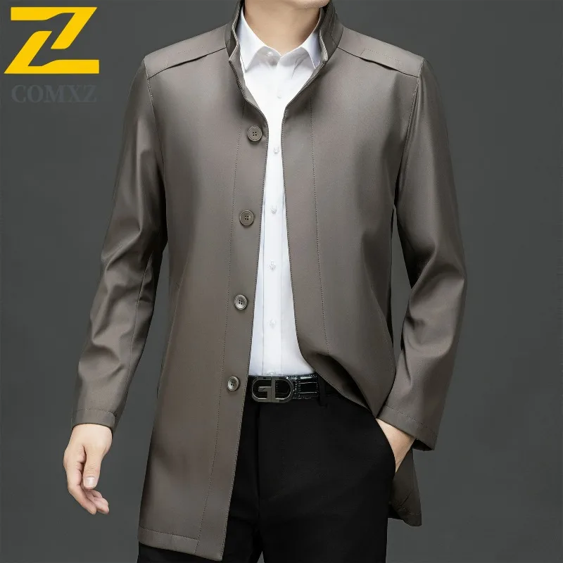 Stand Collar Trench Coat Men 2025 Autumn Light Luxury Premium Anti