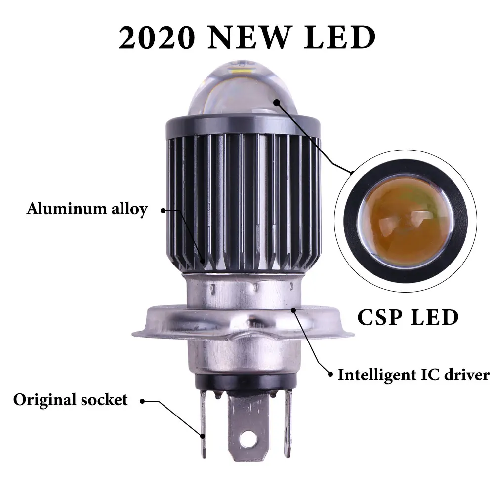 Motorcycle LED Headlight Universal H4 Led Motorcycle LED Headlight CSP Lens ATV Scooter Driving Lamp Dual Color Hi Lo Beam Fog Lamp Moto Accessories 12V