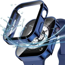 Glass Waterproof iWatch Case with Screen Protector - Hard PC Bumper - Series 10 42MM (Midnight Blue)