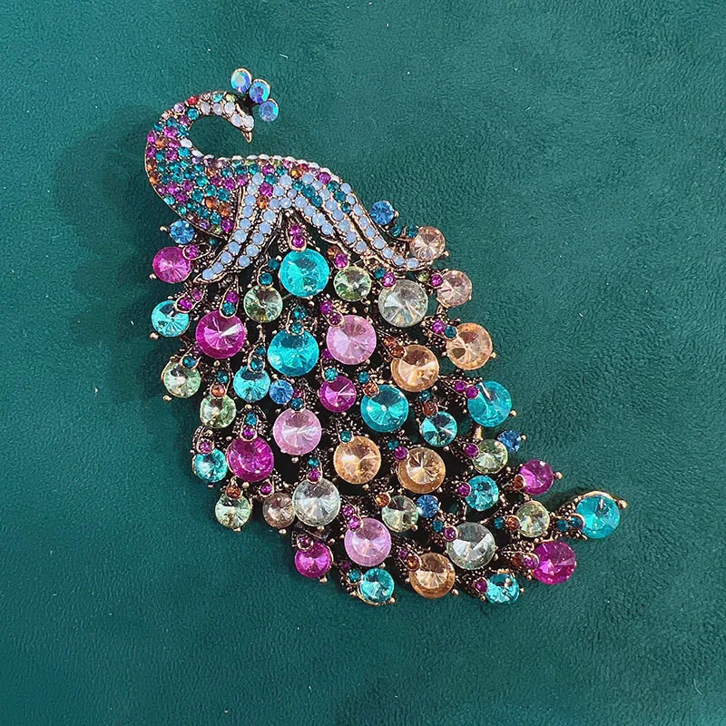 Broche Paon En Strass Violet - Marque CLJ Charles Le Jeune, Acier, Finition Soignée, Neuf