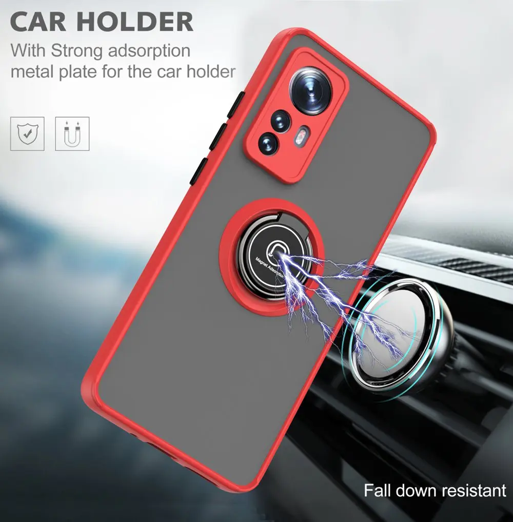 Durable Magnetic Ring Shockproof Case with Hard Back Cover