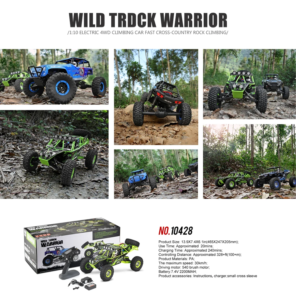 Electric Remote Control Car 1:10 Scale Double Speed Wild Track Warrior