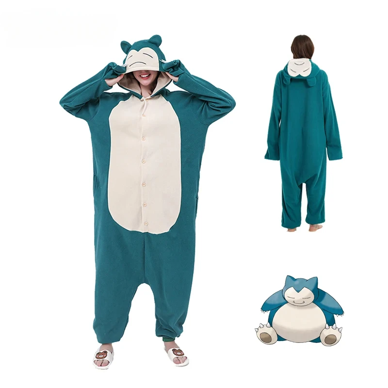 Women Pajamas Onesie Snorlax One-Piece Pijamas for Adults Cosplay Costume Halloween Kigurumi Christmas Sleepwear Suit