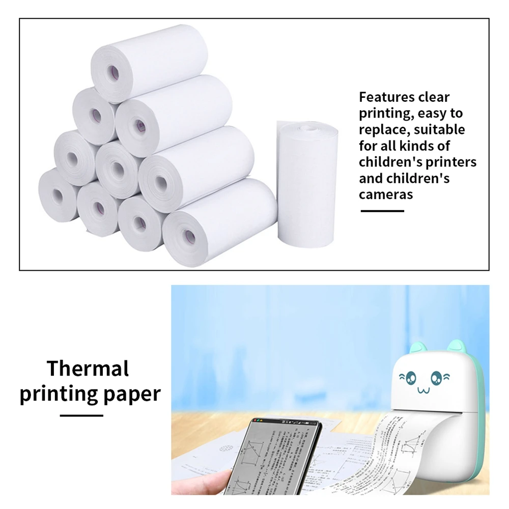 15Rolls 57x25 MM White Thermal Paper for Mini Printers Children Camera Label Sticker Paper Instant Print Kids Camera Photo Instant Camera Refill Paper Thermal Sticker Paper Instant Camera Paper