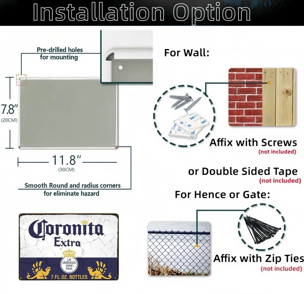 Description Picture 5 of itemBar Sign Beer Tin Signs Posters Corona Beer Signs Beer Poster Metal Signs Bar Wall Decor Bar Decor for Pub Home House Coffee