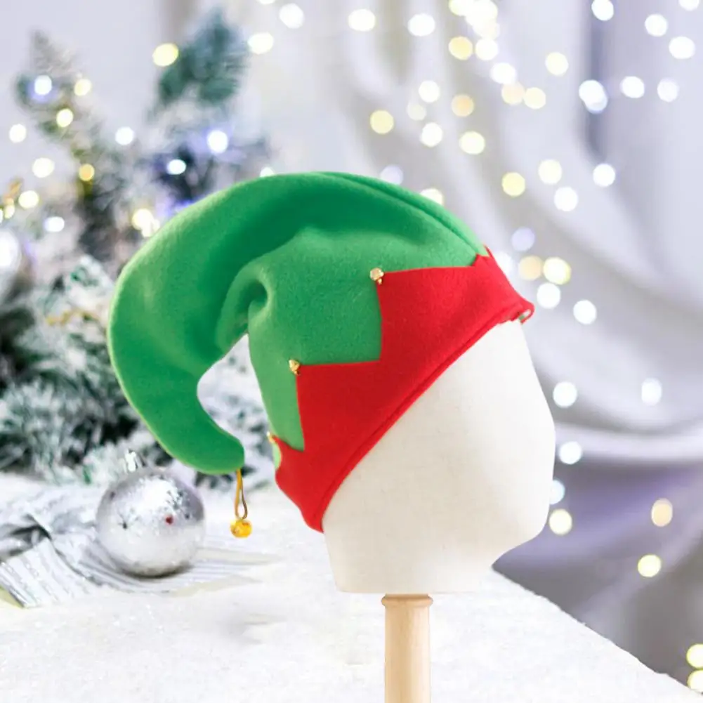 Christmas Beanie Hat Christmas Elf Hat Adult Kids Festive New Year Christmas Party Photo Prop Little Bell Pendant Winter Cap