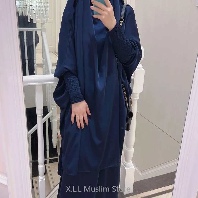 Eid Ramadan Jilbab Prayer Garment Set Muslim Dubai Kaftan 2 Piece Set Modest Fashion Dresses For Female Robe Clothes For Party