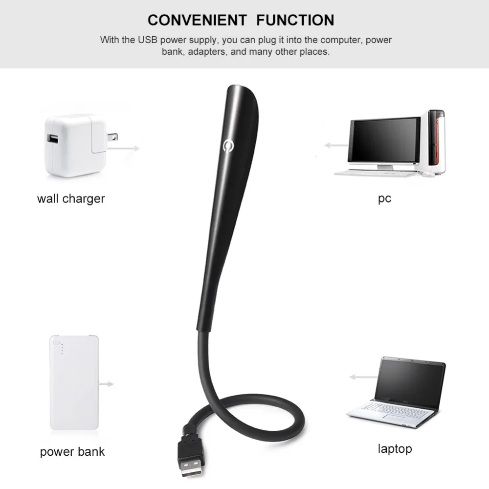 LED Book Light USB Reading Lamp Flexible LED Desk Light Touch Dimmable Study Lamp for Laptop Bedroom Table Lighting Decoration