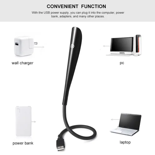 LED 책 조명 USB 독서 램프, 유연한 LED 책상 조명, 터치 조도 조절 학습 램프, 노트북 침실 테이블 조명 장식 5