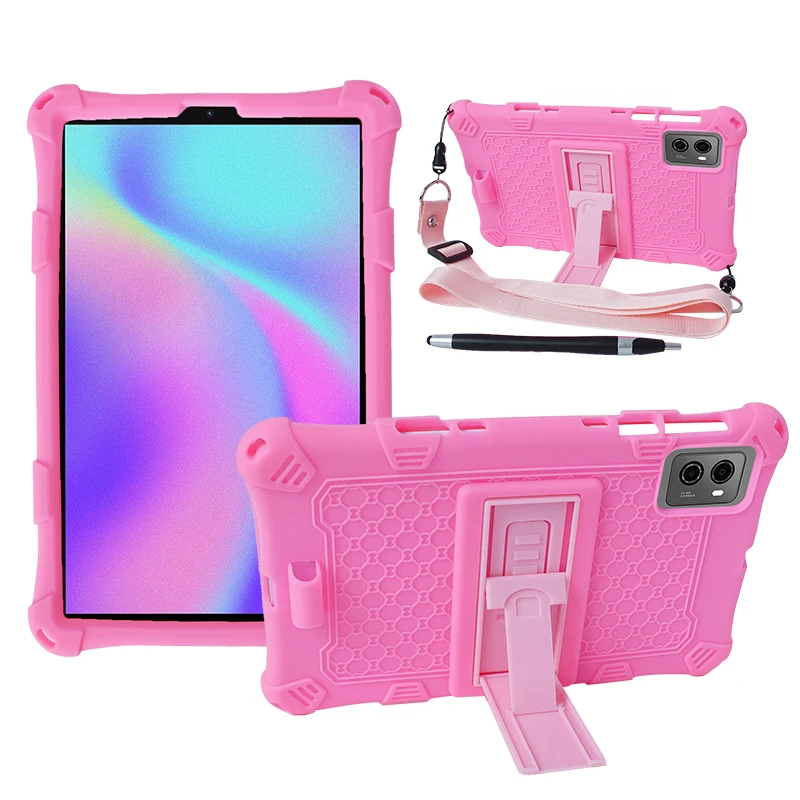 Universal Kids Safe Soft Silicone Kickstand Case with Shoulder Strap