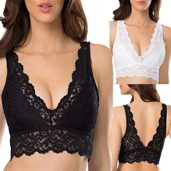 Estate moda donna solido pizzo scava fuori reggiseno nero bianco Sport tubo Top Bralette traspirante confortevole biancheria intima senza cuciture 1