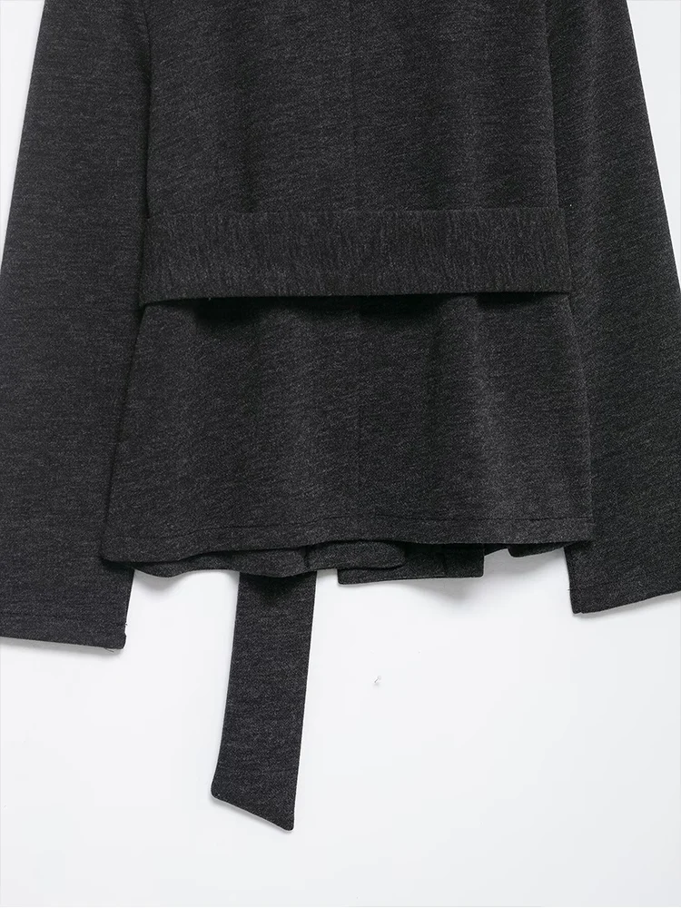 Women Chic Jacket Coat V Neck Long Sleeve Sashes Solid Color Fashion 2025 Fall Winter Office Lady Casual Simple Style Short Coat