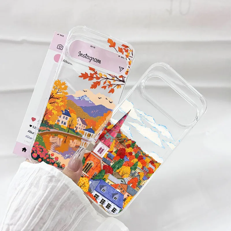 Autumn Forest Fallen Leaves Clear Soft TPU Phone Case
