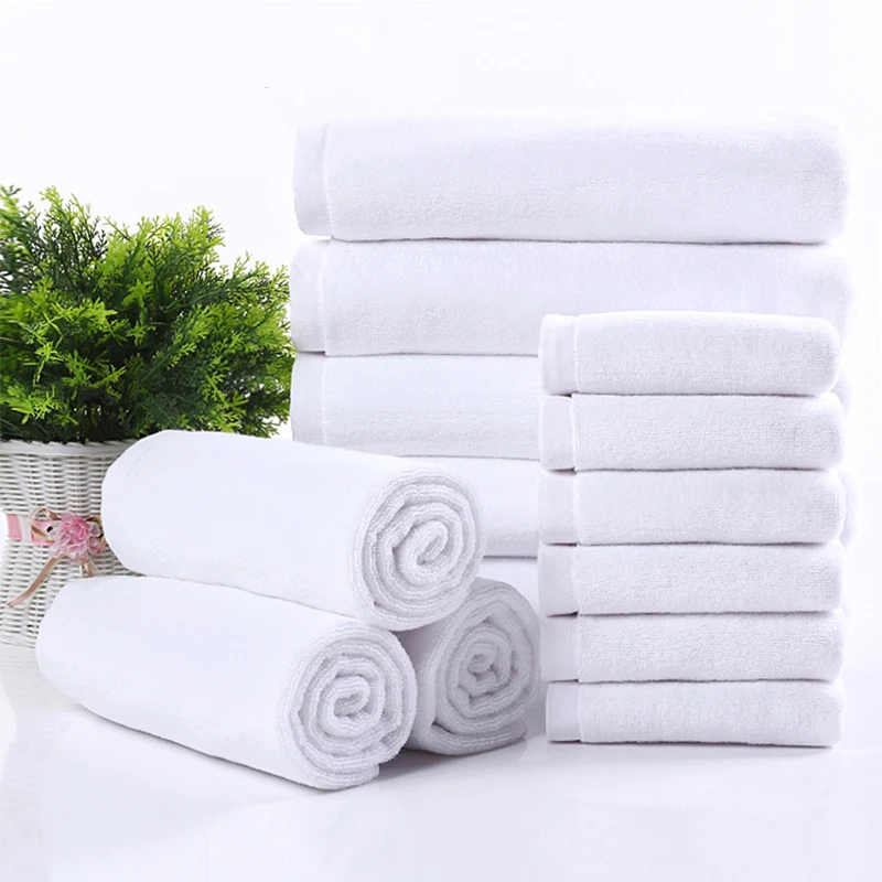 White Bath Towel for Hotel, Large Beach Towel, Absorbent Quick-drying Bathroom Towel, Cotton, Good Quality, 100x200cm