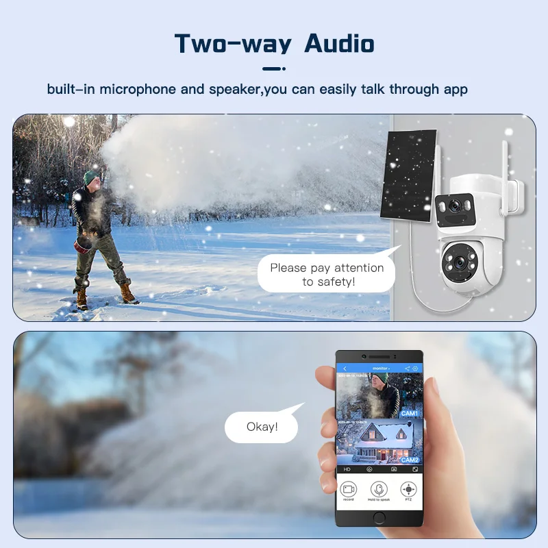 SZSINOCAM 3MP Wifi Camera PTZ Outdoor Dual Screens Human Detection Dual Lenses 3MP Security Protection IP Camera Audio 4
