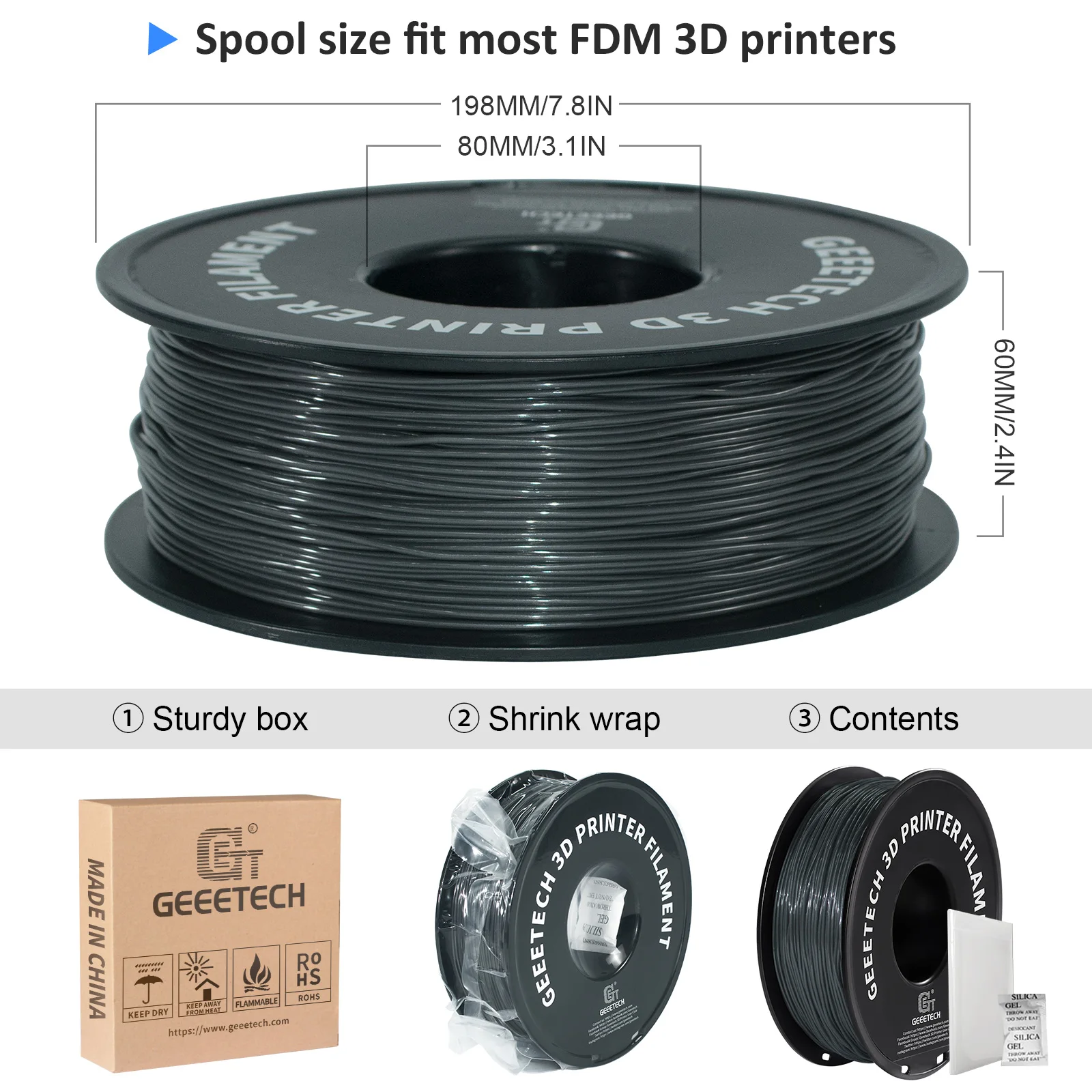 Flexible TPU 3D Printing Filament - 1KG Spool - 1.75mm Diameter - Fast International Shipping