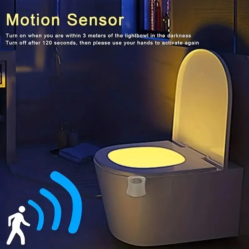 8/16 Colors Toilet Sensor Lights Intelligent Induction Bathroom LED Body Motion  Activated on/Off Seat Sensor Night Light