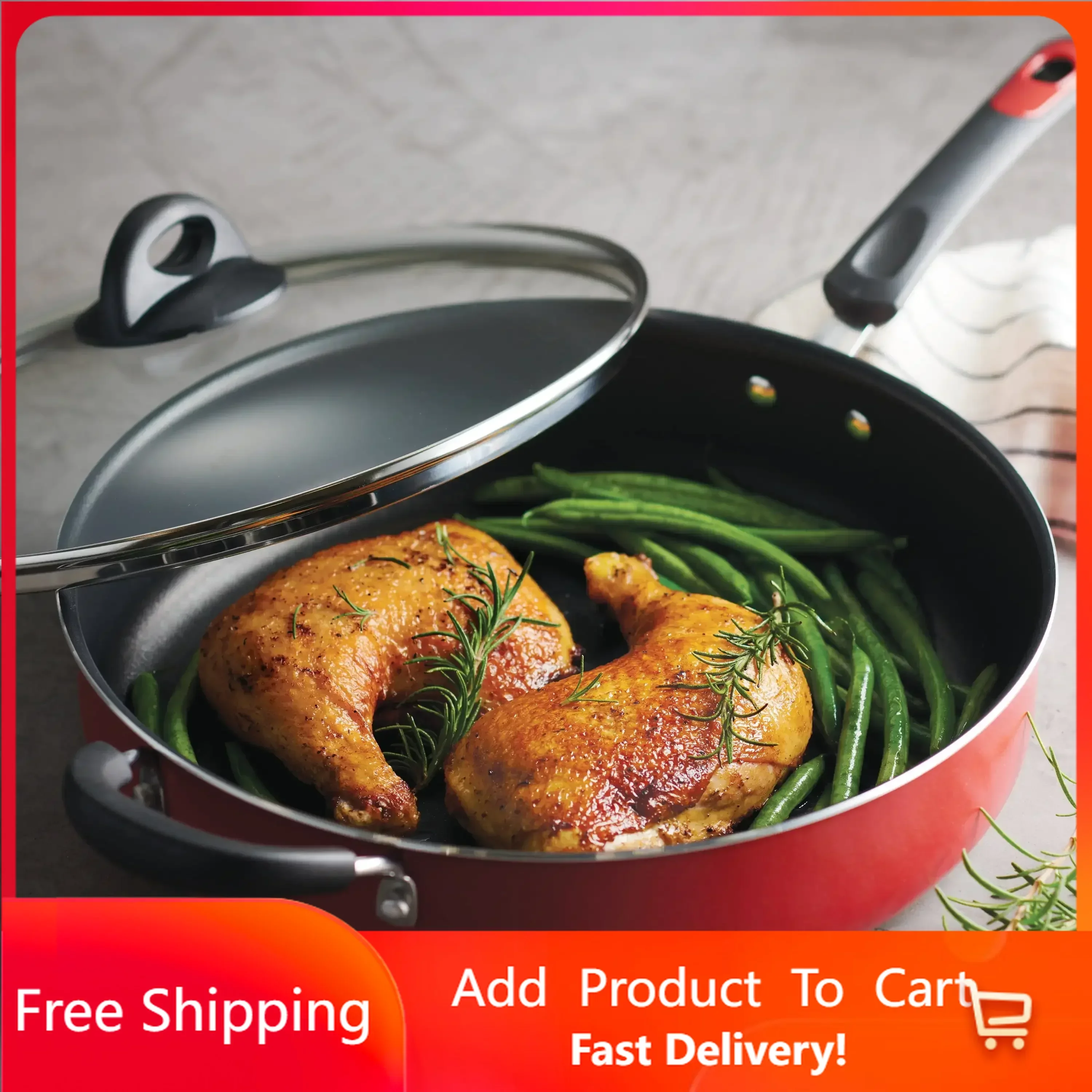 

EveryDay 5 Qt Aluminum Nonstick Covered Jumbo Cooker – Red Rapid Transit Free Shipping