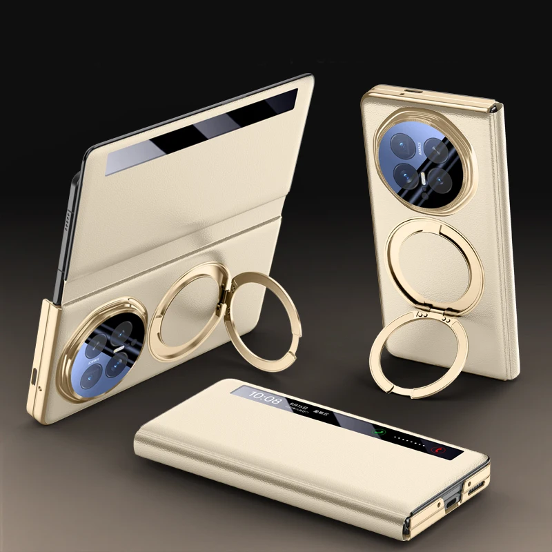 Luxury PU Leather Case with Magnetic Closure and Rotatable Ring Stand