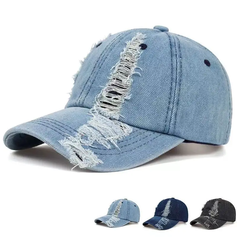 

Summer Women Casual Washed Cotton Ripped Baseball Cap European Style Adult Fitted Hat Dad Cap Snapbacks Hat Gorros Hip Hop